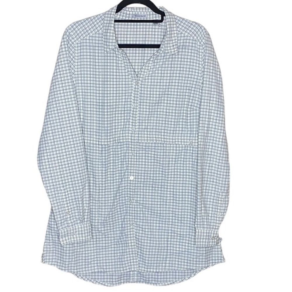 Toad&Co Wm’s Sz Lrg Gray White Gingham Debug UPF Lightweight Woven Tunic Shirt
